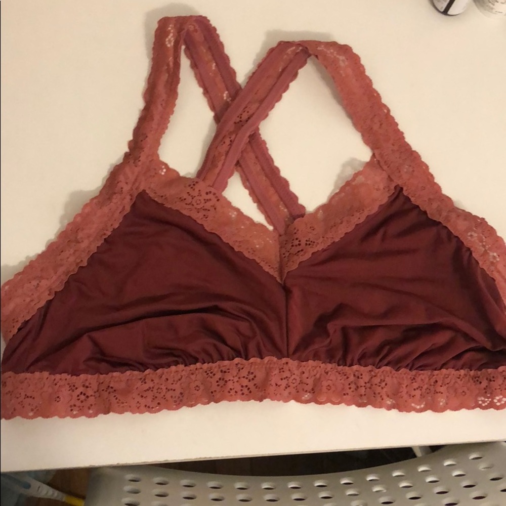 AERIE Halter Crisscross Back Lacey & Silky Bra